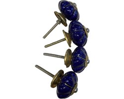Kastknop - Porselein - Donker blauw - 5cm - 10 Stuks