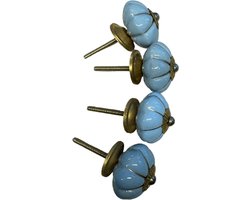 Kastknop - Porselein - Licht blauw - 5cm - 10 Stuks