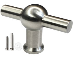 Kastknop zilver T - Kastknoppen zilver - inclusief schroeven - Deurknopjes zilver voor kast - T - Deurknop zilver - Handgreep zilver - Meubelknop zilver - Deurknopjes zilver - Deurknoppen zilver - Ladeknoppen voor deurtjes
