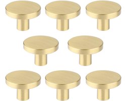 Kastknoppen - 8 Stuks - Meubelknoppen - Messing - Inclusief schroeven - Rond - Kastknopjes - Handgreep Meubelgreep - Metalen knop - Schuifdeur - Meubelhandvat - Deurgreep - Meubelbeslag - Deurknopjes - Deurknoppen voor kasten - Ø25mm - Goud
