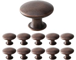 Kastknoppen - Kastknoppen - Meubelknoppen - Antieke messing keukenkastknoppen - Enkelgats keukenladegrepen - Handgrepen - Geschikt voor dressoirs, kasten, badkamers - 10 stuks - 30 mm diameter - Rond