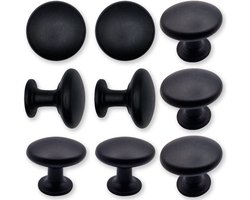 Kastknoppen Macon zwart rond 10 Stuks - Diameter 27 mm - Kastknop - Meubelknop - Deurknoppen voor kasten - Meubelbeslag - Deurknopjes - Meubelknoppen
