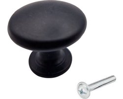 Kastknoppen Macon zwart rond - Diameter 27 mm - Kastknop - Meubelknop - Deurknoppen voor kasten - Meubelbeslag - Deurknopjes - Meubelknoppen