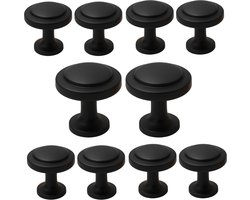 Kastknoppen Memphis zwart rond - 10 Stuks Diameter 32 mm - Kastknop - Meubelknop - Deurknoppen voor kasten - Meubelbeslag - Deurknopjes - Meubelknoppen