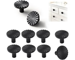 Kastknoppen - Meubelknoppen - Ladegrepen goud - Keukenknoppen - Set van 10 - Ronde knoppen - Voor keukenkastjes, ladekasten en meubels - 38 mm - Zwart