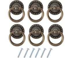 Kastknoppen, Pack van 6 meubelgrepen, vintage deurknoppen, koperen kastknoppen, ladeknoppen, handgrepen meubilair, vintage ladeknoppen voor dressoir, kast, meubilair