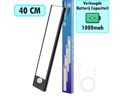 Kastverlichting met bewegingssensor - 40 cm Zwart - Ledlamp met bewegingssensor - LED Onderbouwverlichting -Keukenverlichting onderbouw led - Onderbouw verlichting keuken - Keukenverlichting - Trapverlichting - Led Strip – Led Lamp