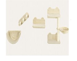 Kat Meubels 4 Delig 40X28X73cm Katten Klimwand Beige Spaanplaat Klimtrap Hangmat Springplaat Wand Krabpaal Voor Binnen Gebruik