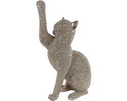 Kat sculptuur beeld glinster goud polystone/ Deco & Cadeau by Peters