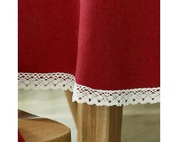 Katoen Linnen Tafelkleed - Decoratieve Tafelhoes - Eettafel Aankleden - Zware Kwaliteit Stof - 200cm Rond - Kaki