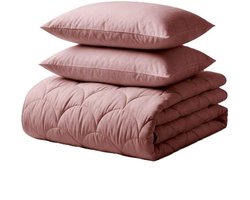 Katoen Percale Dekbed 240x200 cm + 2 Kussenslopen 60x70 cm - Oud Roze