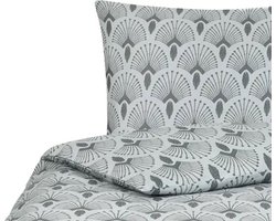 Katoen Satijn bedlinnen Avelina dekbedovertrek 155x220 zilver grijs Pauw print