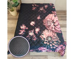 Katoen Satijn Bedsprei Raining Bed of Roses - 230x250 cm - Dubbelzijdig!