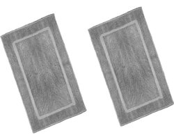 Katoenen Badmatten - Luxe Badstof - Badkamer Comfort - 1000-GSM Absorberend - 50x70cm Set - Zilver