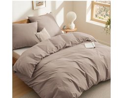 Katoenen Beddengoedset 220 x 240 cm - 3-delig met Dekbedovertrek en Kussenslopen - Oeko-Tex Certificaat - Ademend en Zacht