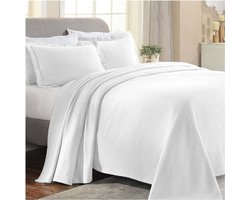 Katoenen Bedsprei - Wit King Size - Zacht En Ademend Bedlinnen Voor Alle Seizoenen - Luxe Slaapkamer Decoratie