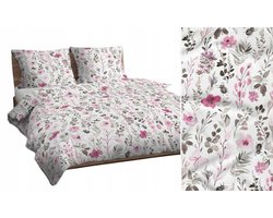 Katoenen dekbedovertrek 140x200 cm met bloemen- en bladerenprint