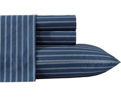 Katoenen Dekbedovertrek Set - Beddengoed Set - Slaapkamer Decoratie - 100% Katoen Percale - Full Size - Blauw Gestreept