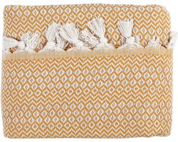 Katoenen Deken - Plaid Sofa - Gezelligheid Thuis - 100% Katoen - 250 x 265 cm - Goudgeel