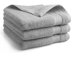 Katoenen handdoek - 3 stuks - 50x100 - kleur licht grijs