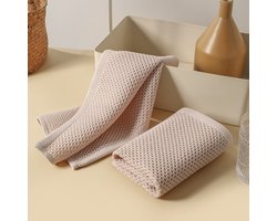 Katoenen handdoek, gezichtsdoek, hoofddoek, wafelstructuur, keukendoek, theedoek, vaatdoek, zacht en absorberend, badhanddoek, gastendoek, gymdoek, washandjes, 30x30cm, 10 stuks (khaki)