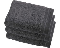 Katoenen Handdoeken - Badlinnen Set - Badkamer Comfort - 100% Gekamd Katoen - Set van 3 - Donkergrijs