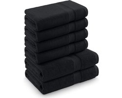 Katoenen Handdoeken Set - Badlinnen Zacht - Dagelijks Gebruik - Hoge Absorptie - 6 Stuks - Zwart