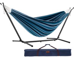 Katoenen hangmat met standaard voor 2 personen - 250 cm - Tuinaccessoire