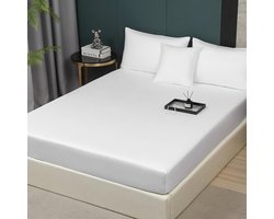 katoenen hoeslaken 90 x 200 cm Wit Zacht hoeslakens Lyocell Zijde 100% katoen hoeslakenset voor boxspringbed linnen laken 90 x 200 voor tot 25 cm matras