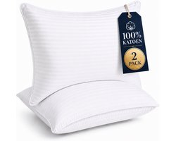 Katoenen Hoofdkussen - 2 Stuks - Hotelkussen - Hoofdkussens - Kussen - Pillow - Ergonomisch Hoofdkussen - Hoofdkussen Nekklachten - Kussens - Voor Rug-, Buik- en Zijslapers - Slaapkussen - Zacht en Comfortabel