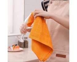 Katoenen keukendoeken (30x30 cm), geruit patroon, absorberend, 4-pack, oranje.