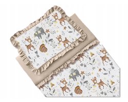 Katoenen Kinderbeddengoed 100x135 met Ruches - Bambi Print