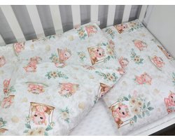 Katoenen Kinderbeddengoed Set 100x135cm + 40x60cm - Vrolijke Varkentjes