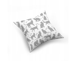 Katoenen Kussensloop 40x40cm - Grijze Katten op Wit