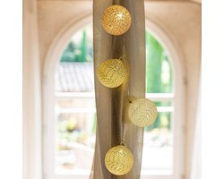 Katoenen LED lichtsnoer met 32 katoenen decoratieve bollen - Guirled – USB – met afstandbediening - lampionnen - lichtslinger