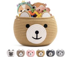 Katoenen opbergmand voor baby - Baby shower mand met handvatten - Opbergmand voor speelgoed in kinderkamer en speelkamer - Schattige dieren mand - Kaki