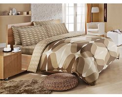 Katoenen satijnen dekbedovertrek 200x220 cm - Bruin Beige
