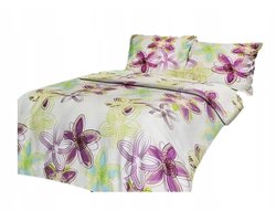 Katoenen Satijnen Dekbedovertrek Set 160x200cm - Bloemenprint