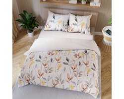 Katoenen satijnen dekbedovertrek set ZARIA 160x200 cm met bladmotief