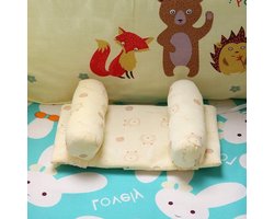 Katoenen Slaapkussen voor Pasgeboren Baby's - Geel - Preventie van Plat Hoofdje - Verstelbaar - Zachte Ondersteuning - Comfortabel en Veilig - Ademend Materiaal