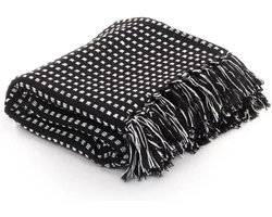 Katoenen Sprei - Bedsprei Plaid - Decoratie Meubels - Gerecycled Materiaal - 220 x 250 cm - Zwart Roze