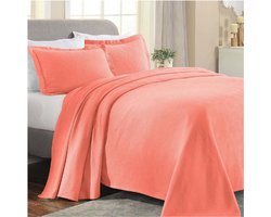 Katoenen Sprei - Koraal - Kingsize - Zachte Bedsprei - Luxe Slaapkamerdecoratie - Lichtgewicht Deken - Ademend Katoen - Comfortabele Woonkamerstijl - Vintage Look - Stijlvol Bedtextiel