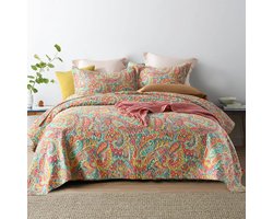 Katoenen sprei - Omkeerbare quiltset - 3 stuks - Paisley Rhapsody design - 100% katoen