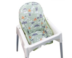 Katoenen stoelhoezen compatibel voor Ikea Antilop kinderstoel, katoenen oppervlak en gewatteerd, bospatroon, opvouwbare babystoelhoes voor antilop kinderstoel kussen (groen bos)