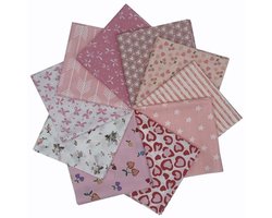 Katoenen stofbundels met bloemenpatroon - Voorgesneden vierkanten voor quilten en knutselen