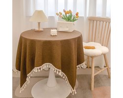 Katoenen Tafelkleed 80 x 120 cm met Franjes - Wasbaar Tafelkleed voor Eettafel en Tuin, Decoratie voor Keuken en Koffietafel