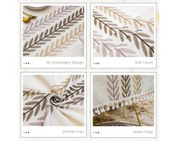 Katoenen tafelkleed, rechthoekig, wasbaar tafelkleed, anti-rimpel, kwastjes, tafelkleed, tafelkleed, tassen, korte mouwen, voor keuken, eetkamer, buiten, tuintafel (beige, 140 x 18