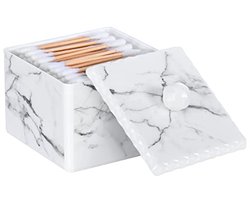 Katoenen wattenstaafje opbergdoos met deksel - Cosmetica organizer voor badkamer en kaptafel