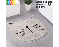 *** Katten Badmat Antislip- Douchemat - Badmatten - Badkamer Accessoires - Badkamer Mat - WC Mat- Douche Mat - Grijze Kat - van Heble® ***