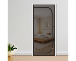 Katten Hordeur, extra hoog anti-kattennet, anti-diefstal deur, anti-muggen, anti-katten krabnet, met ritssluiting, geschikt voor woonkamer, keuken, slaapkamer, Zwart，70x200cm